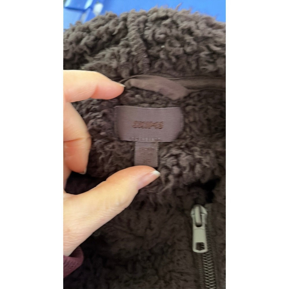 SKIMS Teddy Zip Up Hoodie Espresso Brown Cropped Fleece XS Jacket - Picture 9 of 10